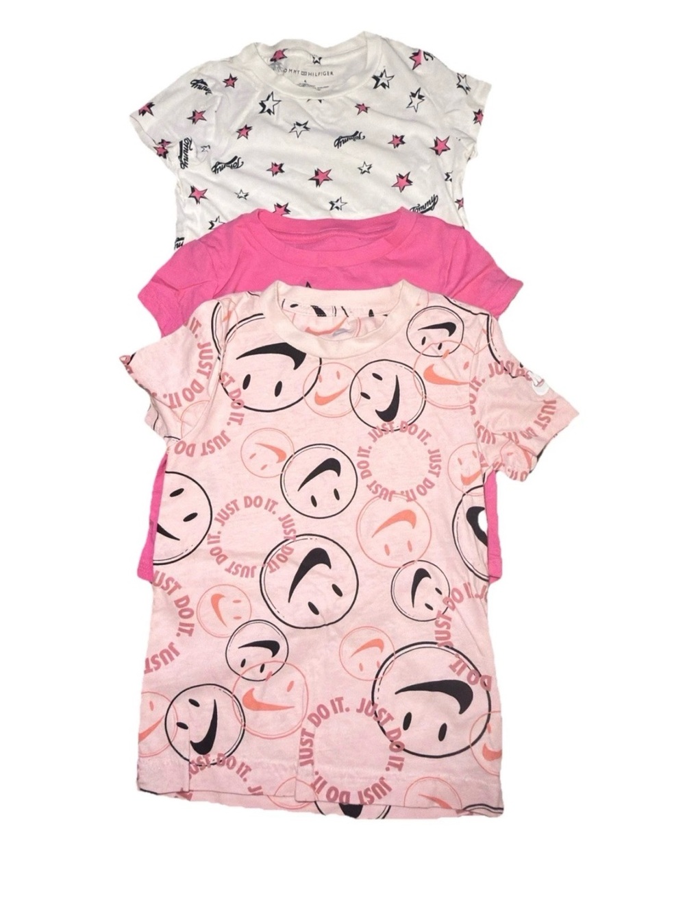 Nike Girls' Pink & White Smiley Logo / Nike and Tommy Hilfiger Tee Set